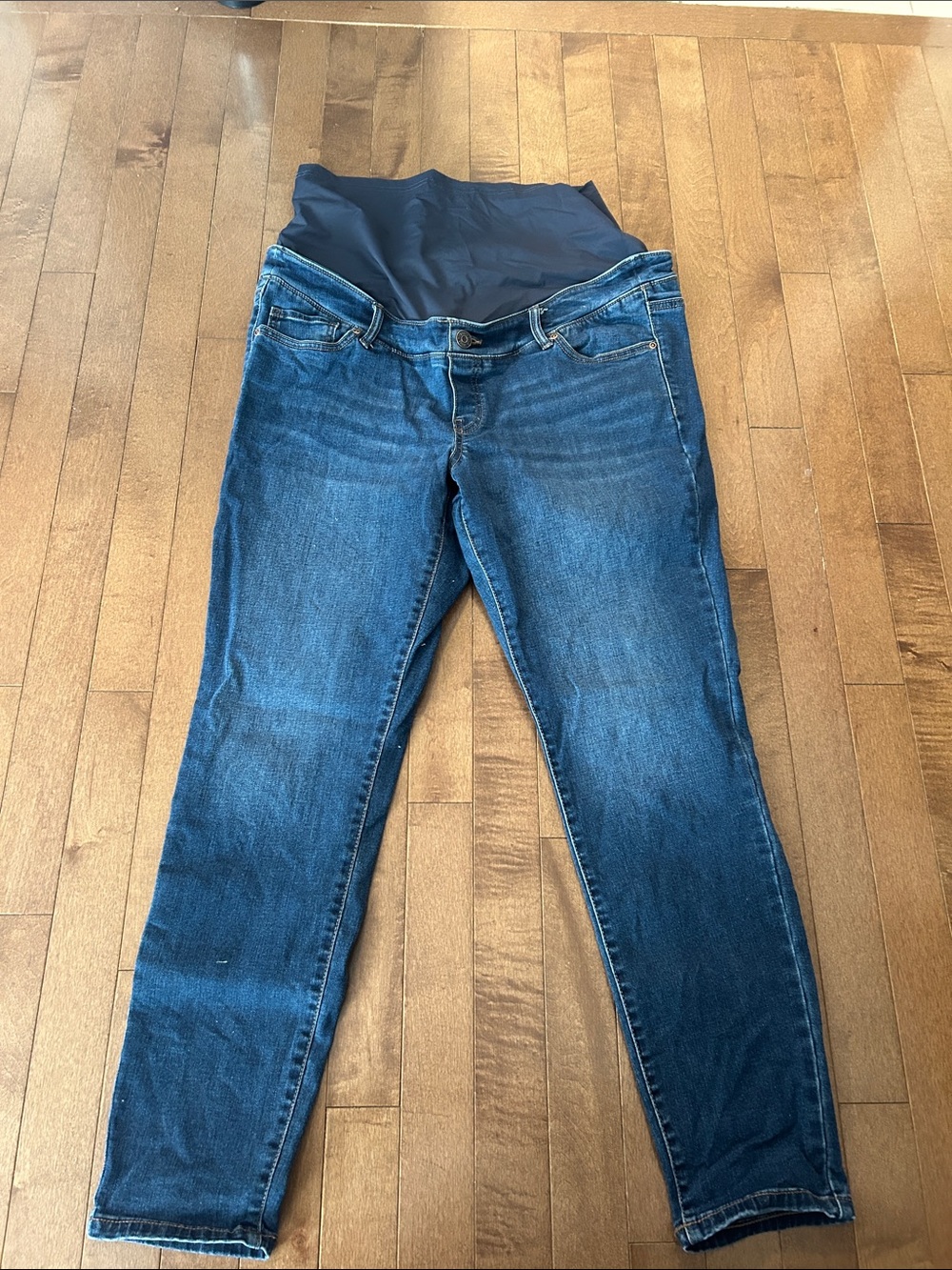 Thyme Maternity Dark Blue Skinny Jeans with Stretch Panel